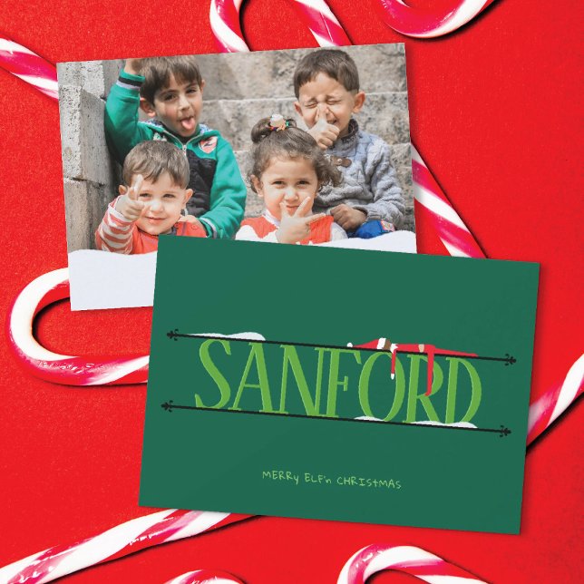 Elf Shenanigans Nom Signer Photo Carte de Noël (Créateur téléchargé)