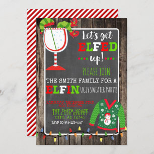 Elf Ugly Sweater Cocktail Noël Invitation de fête
