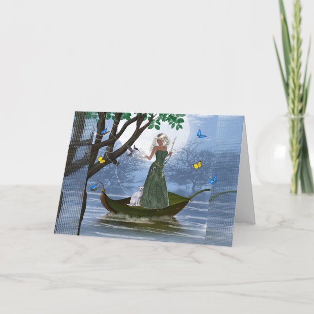 Elf & White Chat sur une carte d'Imaginaire feuill (Devant)