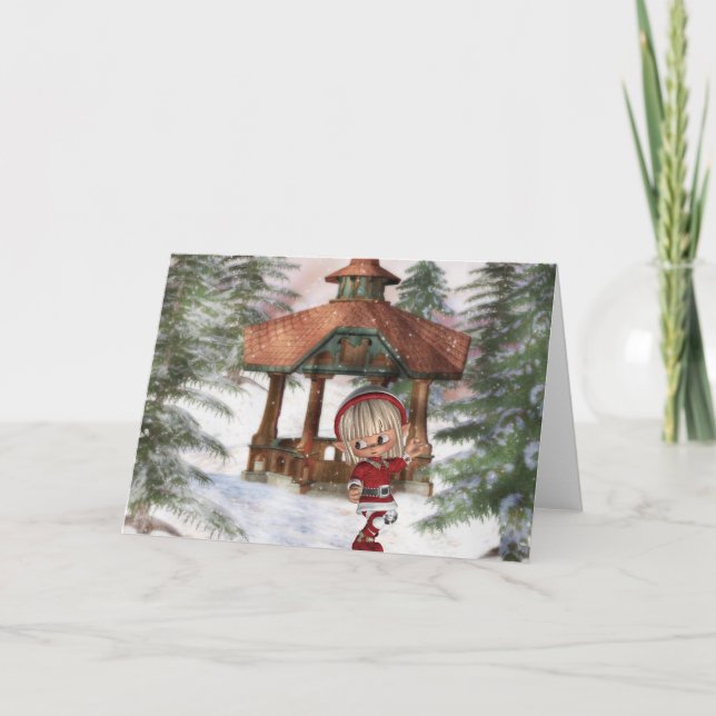 Elfe de Noël au pôle Nord Carte de voeux (Devant)