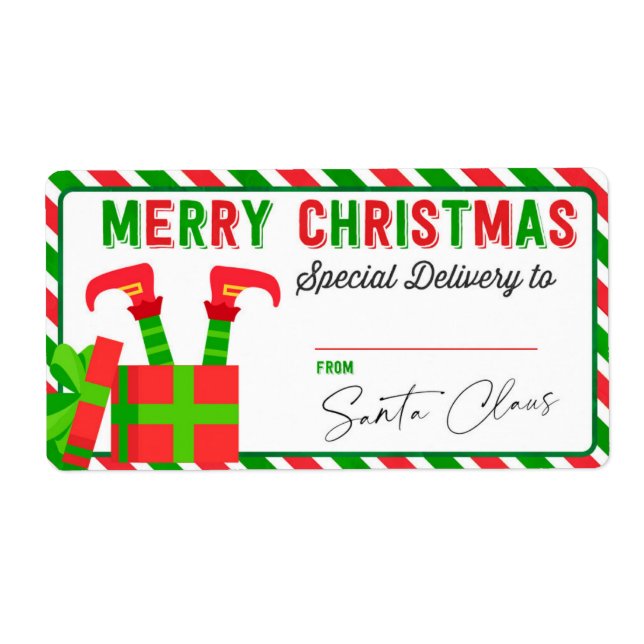 Elfe de Noël de Père Noël Sticker cadeau (Devant)