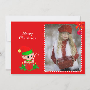 Elfe de Noël moderne & Photo personnalisée sur fon