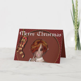Elfe de Noël - Redhead Design 1 - Carte de voeux