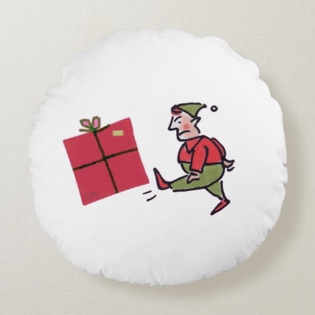 Elfe en colère rond vert poly coussin (Devant)