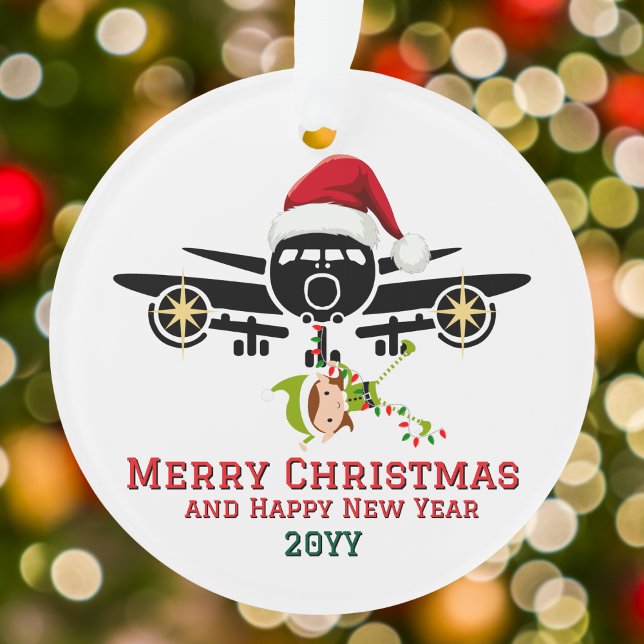 Elfe mignon dans un avion et chapeau de Père Noël, (Créateur téléchargé)