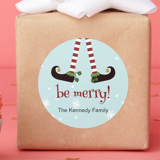 Elfes drôles Ronde Autocollants de Noël (Créateur téléchargé)