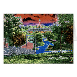 ELGIN ILLINOIS LORDS PARK PAVILION 1920'S ART VIEW