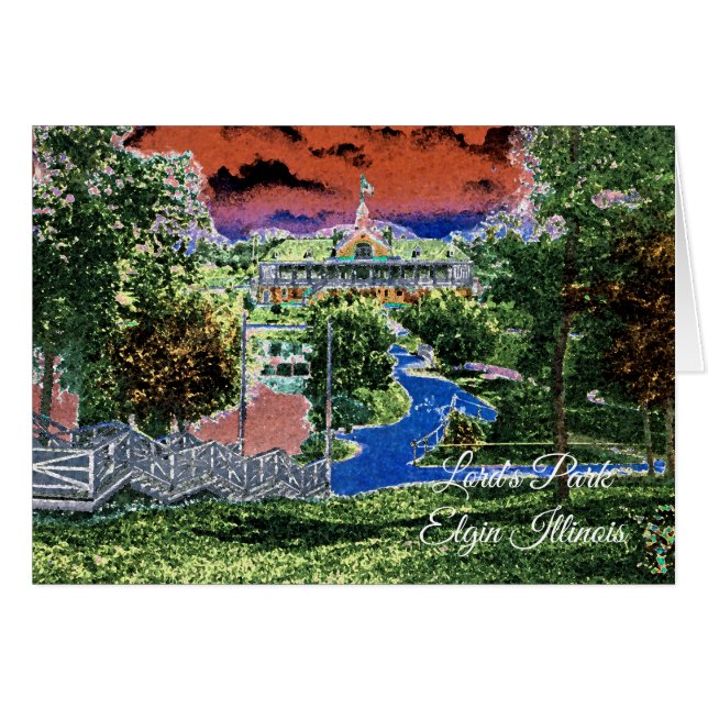 ELGIN ILLINOIS LORDS PARK PAVILION 1920'S ART VIEW (Devant horizontal)