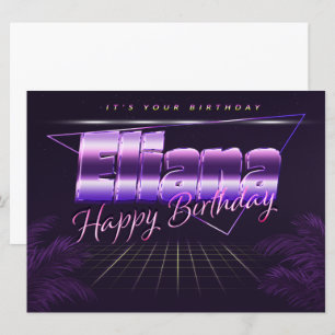 Eliana Nom Prénom lila retro Carte Anniversaire