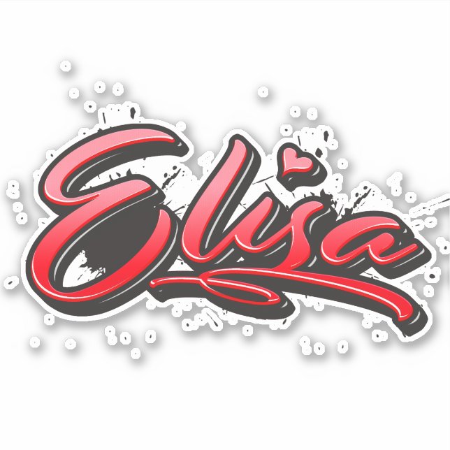 Elisa autocollant graffiti sticker cœur rouge (Devant)