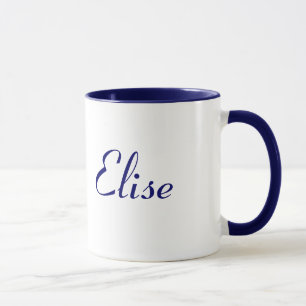 Elise Nom Mug Joli bleu et blanc