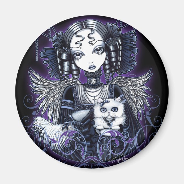 Elizabeth Persian Cat Angel Magnet (Devant)