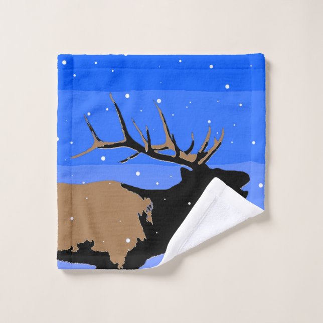 Elk bouillonnant en hiver - Art original de la fau (Gant de toilette)
