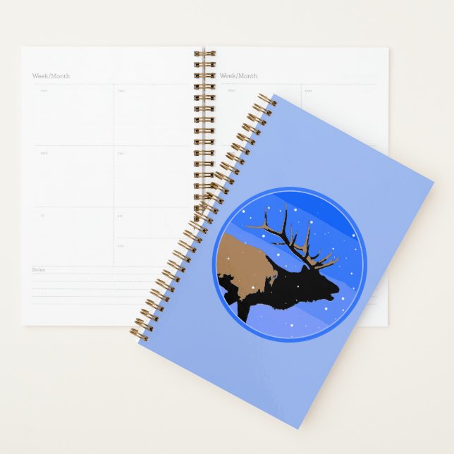 Elk bouillonnant en hiver - Art original de la fau (Devant avec enveloppe)