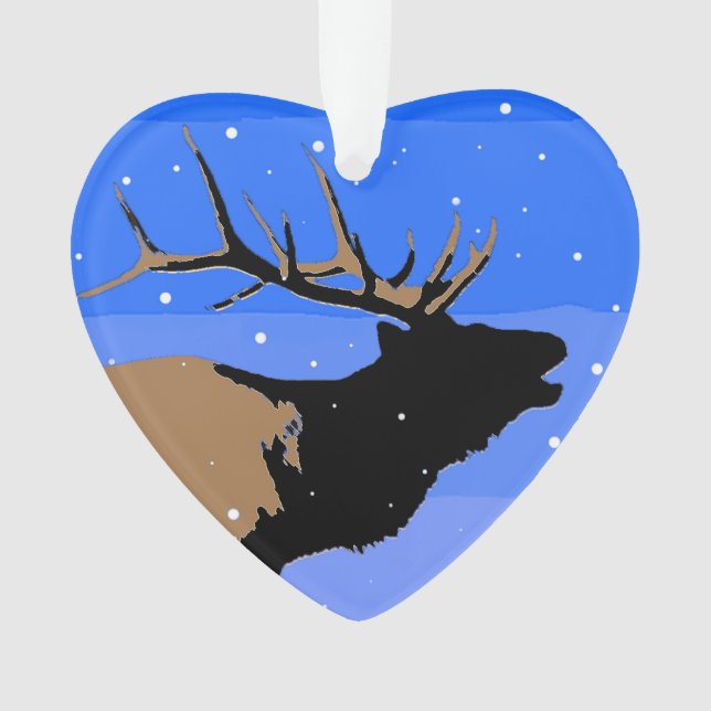 Elk bouillonnant en hiver - Art original de la fau (devant)