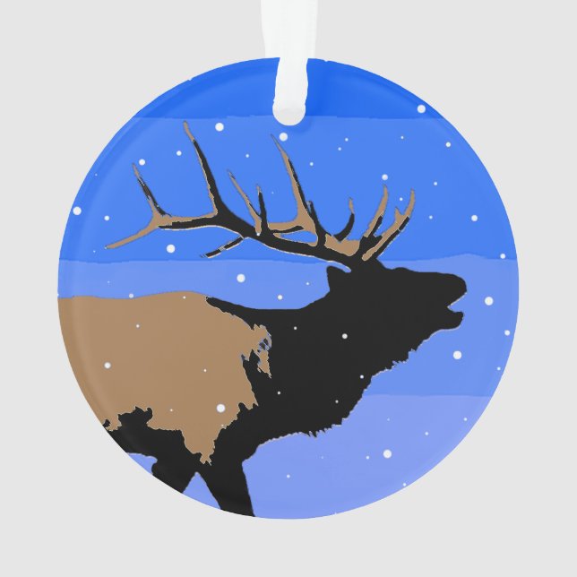 Elk bouillonnant en hiver - Art original de la fau (dos)