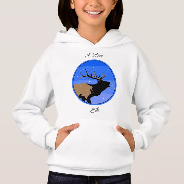 Elk bouillonnant en hiver - Art original de la fau (Devant)