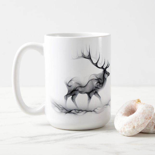 Elk Deer Stag Silhouette Mug (Avec donut)
