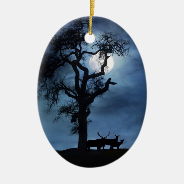 Elk Silent Night Xmas Ornement (Devant)