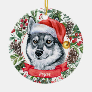 Elkhound Chien Personnalisé Santa Hat Ornement de 