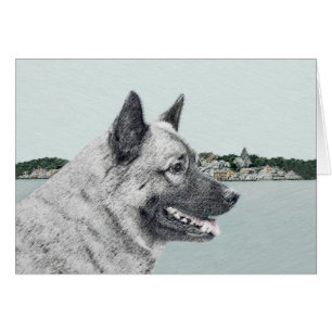 Elkhound norvégien à la peinture de village - Chie