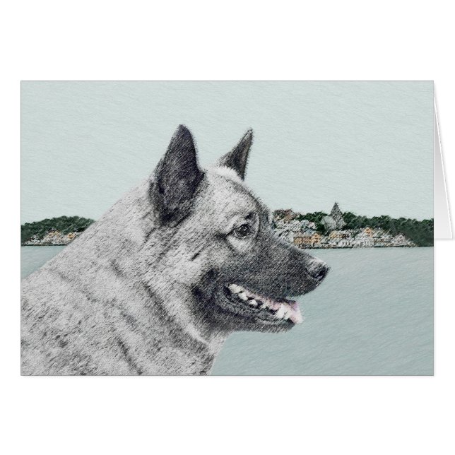 Elkhound norvégien à la peinture de village - Chie (Devant horizontal)