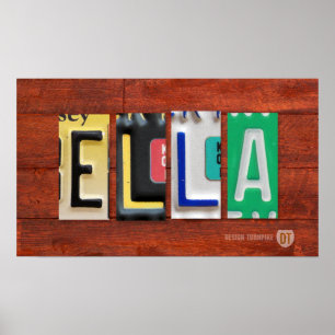 ELLA Licence Plaque Lettrer Nom Signer Poster