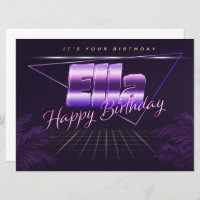 Ella Name Prénom lila retro Carte Anniversaire