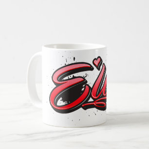 Ella red heart graffiti tasse de café