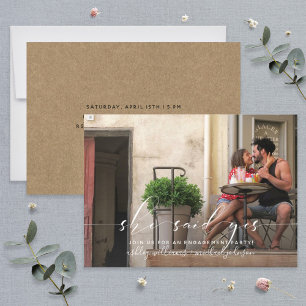 Elle A Dit Oui Calligraphie Engagement Invitation