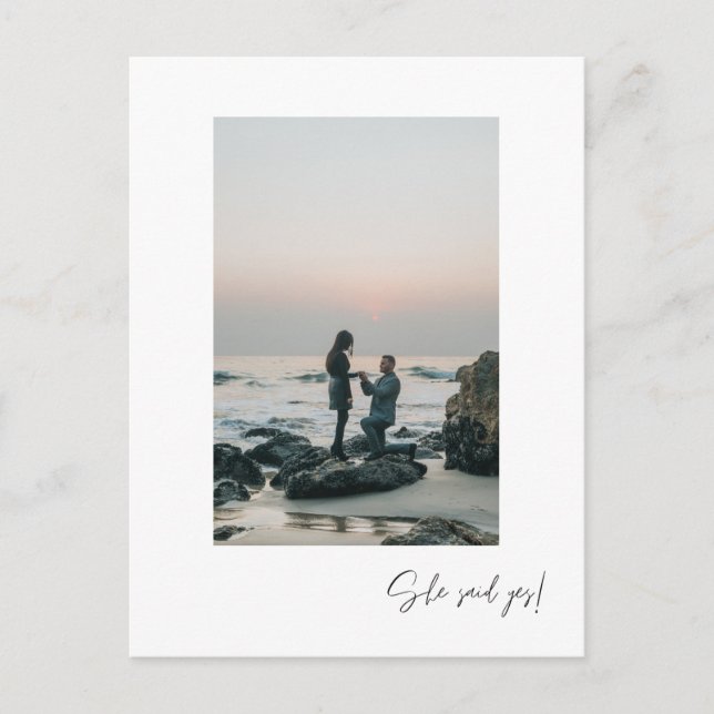 Elle a dit oui Carte de fete de fiançailles Photo (Devant)