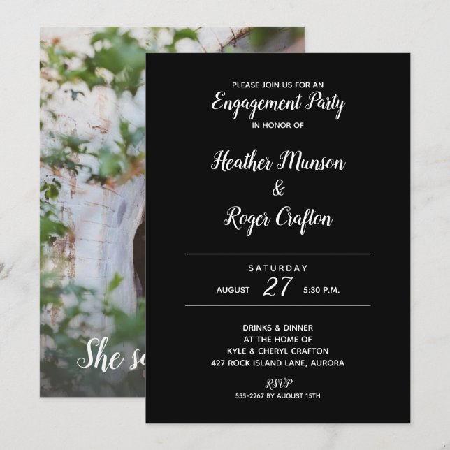 Elle A Dit Oui ENGAGEMENT Invitations DU PARTI | A (Devant / Derrière)
