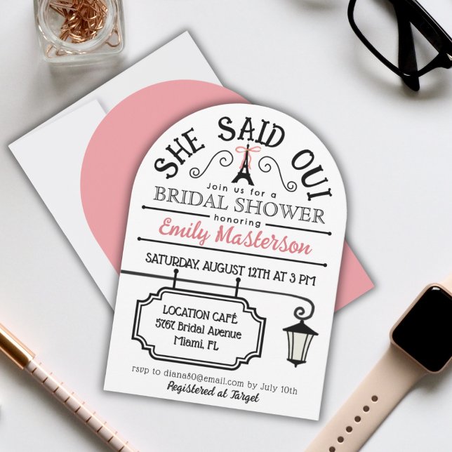 Elle a dit Oui, Invitation de douches nuptiales pa (She said Oui - Emily in Paris themed Bridal Shower Invitation)