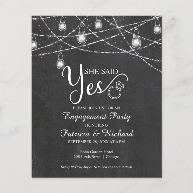 Elle a dit oui Invitation de fête de fiançailles r (Devant)