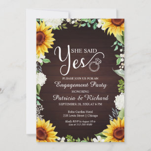 Elle a dit oui Invitation de fête de fiançailles r