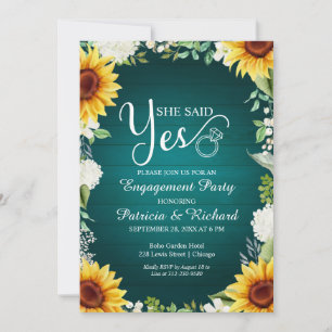 Elle a dit oui Invitation de fête de fiançailles r