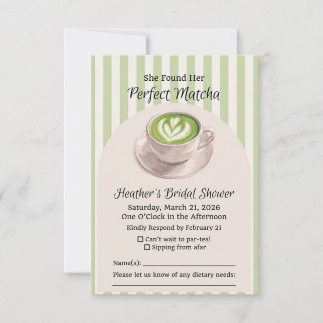 Elle a Trouvé sa Carte de Réponse Matcha Parfaite (Devant)