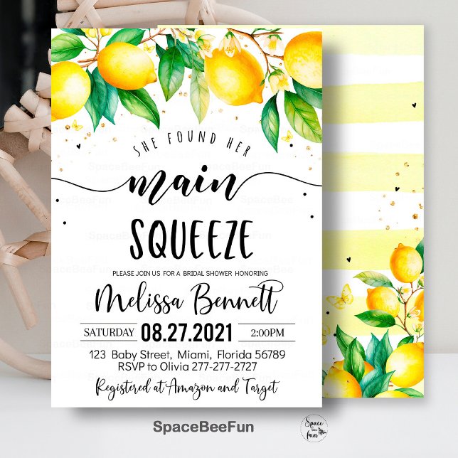 Elle A Trouvé Ses Principaux Invitations Fêtes des (main squeeze bridal,bridal shower,bridal shower brunch,bridal invitation,lemonade bridal,she found h)