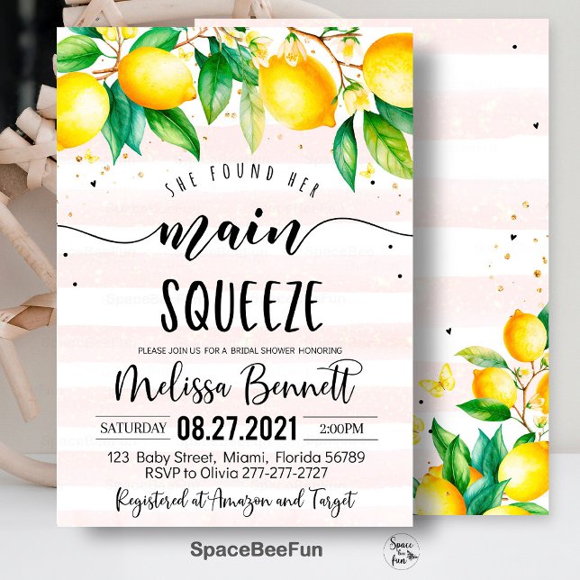 Elle A Trouvé Ses Principaux Invitations Fêtes des (main squeeze bridal,bridal shower,bridal shower brunch,bridal invitation,lemonade bridal,she found h)