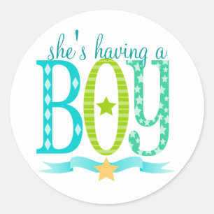 Elle a un garçon - Stickers Baby shower sur mesure