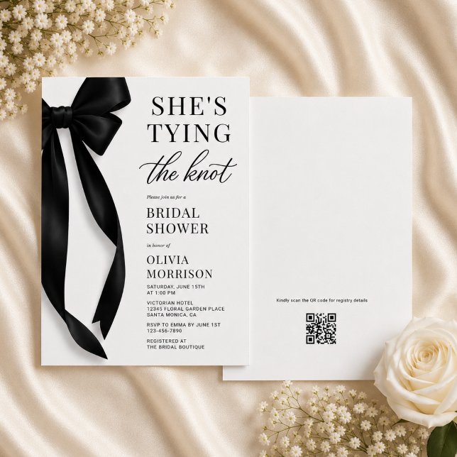 Elle Attache Le Nœud Code QR Invitation Enterremen (Créateur téléchargé)