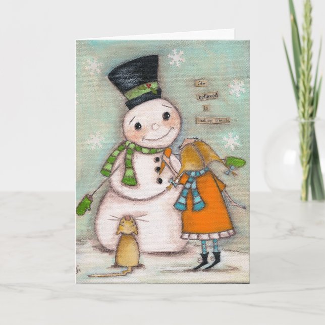 Elle croyait à faire des amis - Carte de voeux (Devant)