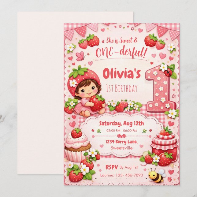 Elle est douce et Onederful Invitation pour 1er An (Devant / Derrière)