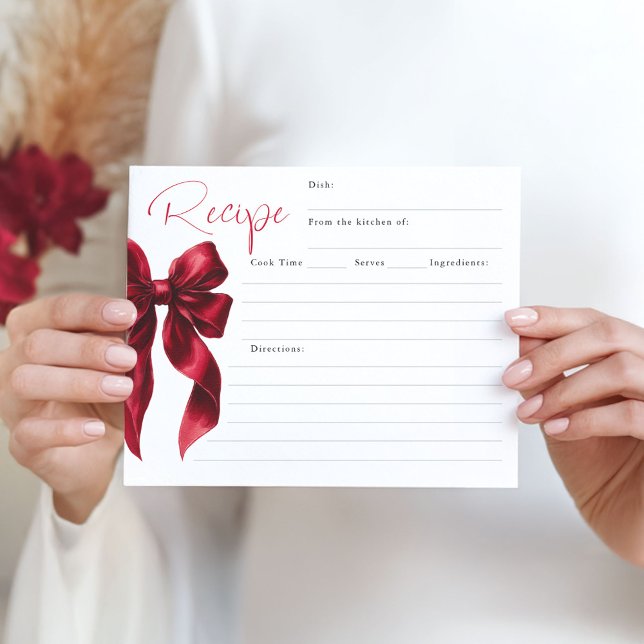 Elle est en train de nouer le noeud Red Bow Bridal (Bridal Shower Recipe Cards)