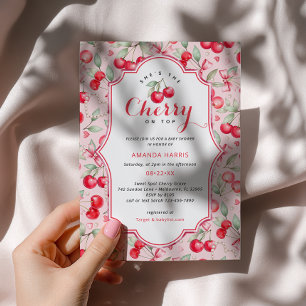 Elle est la cerise sur le Baby shower Invitation