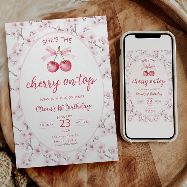 Elle est la cerise sur le gâteau Invitation pour u (Créateur téléchargé)