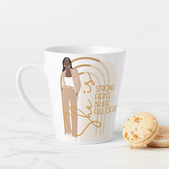 Elle Est La Fierce Latte Mug (En situation)