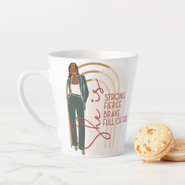 Elle Est La Fierce Latte Mug (En situation)