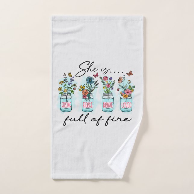 Elle est pleine de feu - Autonomisation florale dy (Serviette à main)