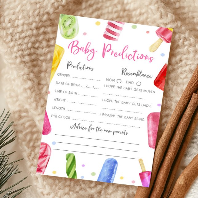 Elle est prête à éclater Jeu de conseils et de vœu (Popsicle Baby Shower Baby Predictions Game)